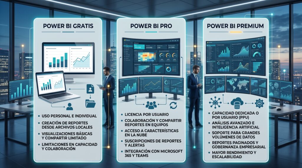 Diferencias entre Power BI Free, Pro y Premium: ¿Cuál necesita tu empresa?